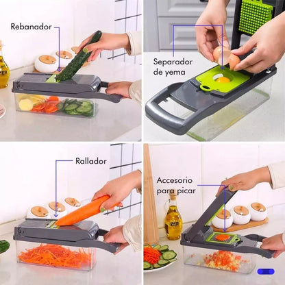 Multi Picador de Vegetales 15 en 1 con Contenedor