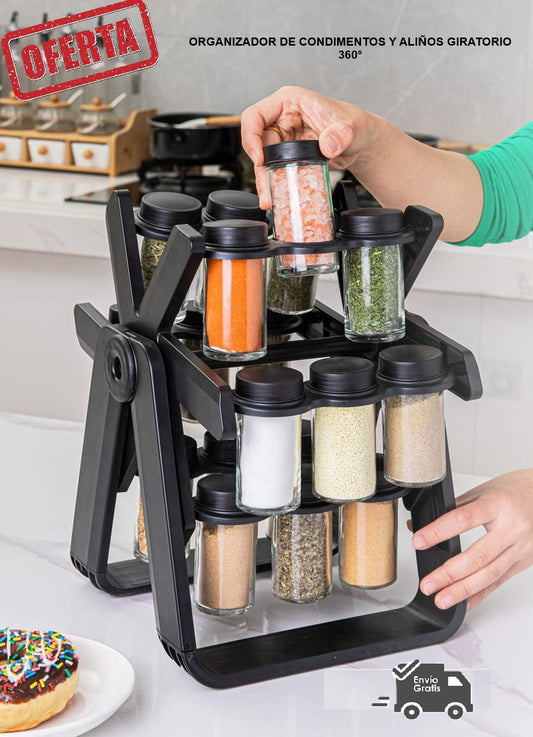 ORGANIZADOR DE CONDIMENTOS Y ALIÑOS GIRATORIO 360°